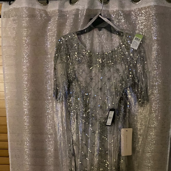 NWT Adrianna Papell Silver Beade Gown size 8M - Picture 3 of 7